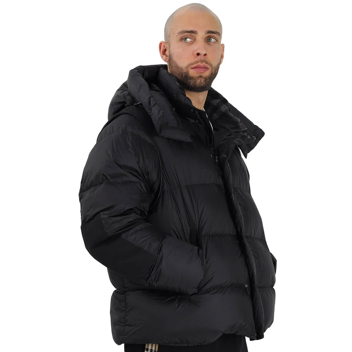 Burberry Black Detachable Sleeve Hooded Puffer Jacket
