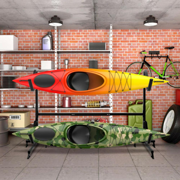 Multiple Kayak Storage Rack Hivvago Freestanding Height Adjustable Dual Kayak Storage Rack | ShopSimon