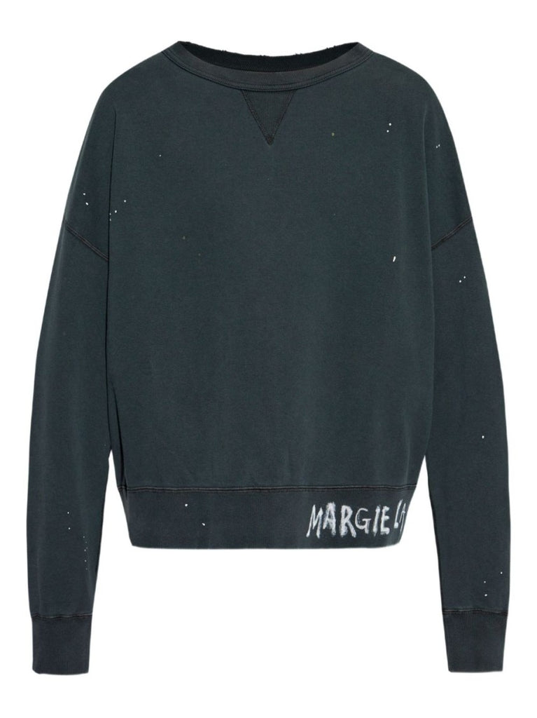 トップス maison martin margiela crew neck sweat Maison Margiela Crew Neck Sweatshirt With Distressed Details