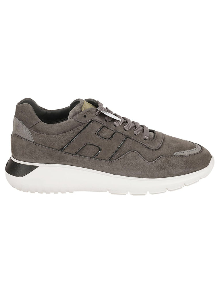 Hogan Grey Calfskin Sneakers With Cushioned Sole | ShopSimon
