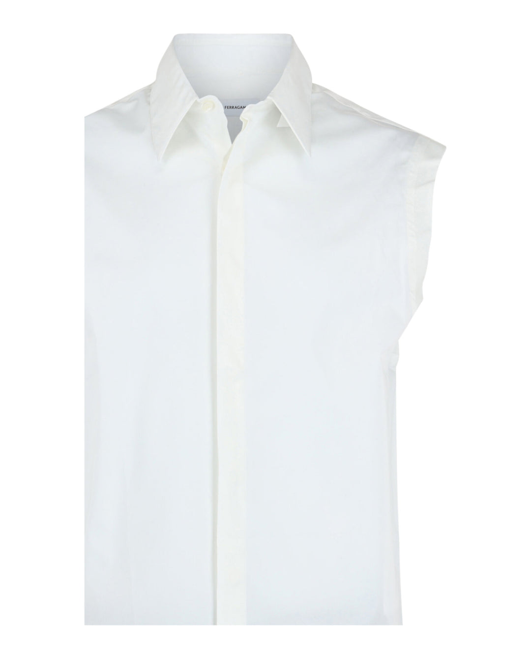 トップス salvatoreFerragamo Salvatore Ferragamo Raw Cut Sleeveless Tuxedo Shirt | ShopSimon