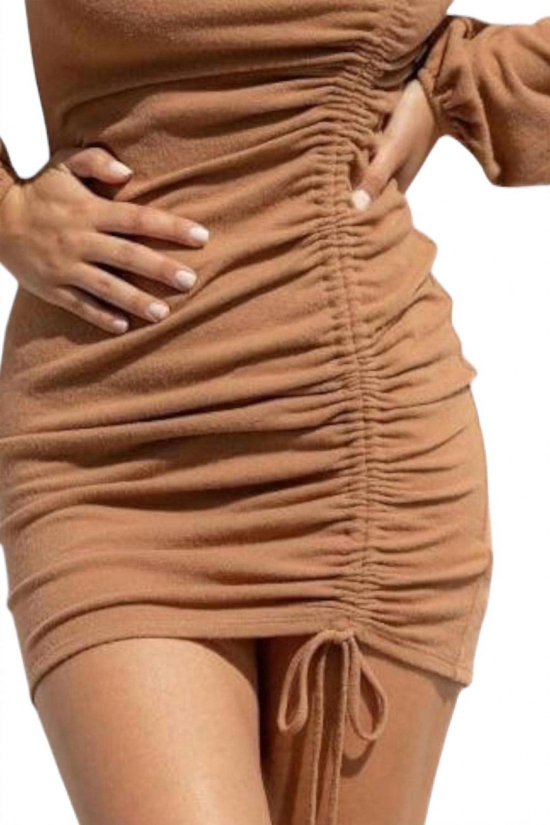 strapless ruched modal cashmere blend maxi dress in chestnut brown Kayleigh Strapless Maxi Dress main image 0