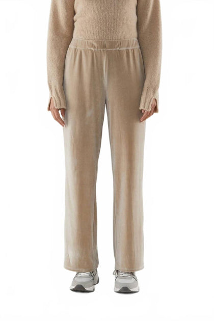 Compania Fantastica Velvet Stretch Pants In Beige | ShopSimon
