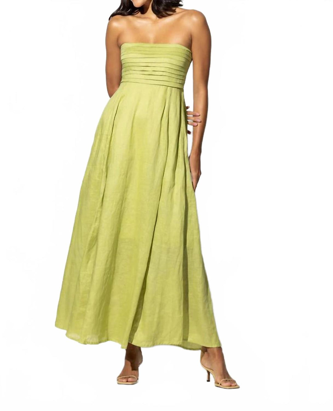 lusana talia linen maxi dress Talia Pintuck Linen Maxi Dress in Navy  Lusana