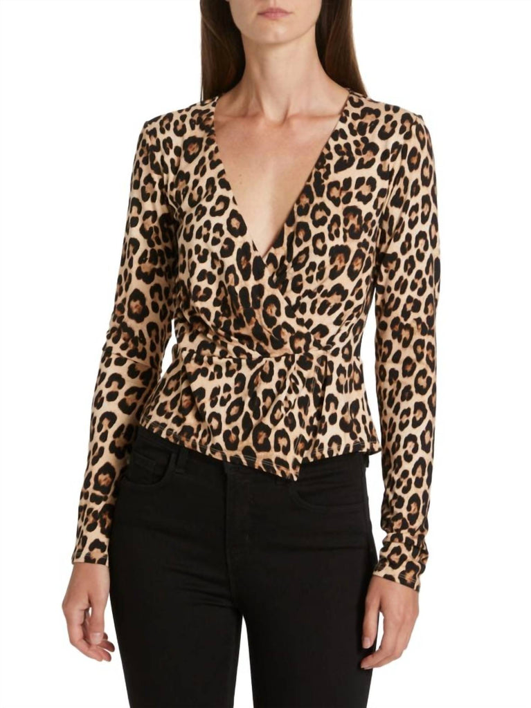 GOOD AMERICAN Good Touch Wrap Top In Leopard | ShopSimon