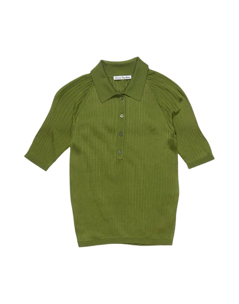 Tシャツ・カットソー Acne Studios Ribbed Silk Polo With Classic Collar Acne Studios Ribbed Silk Polo With Classic Collar | ShopSimon