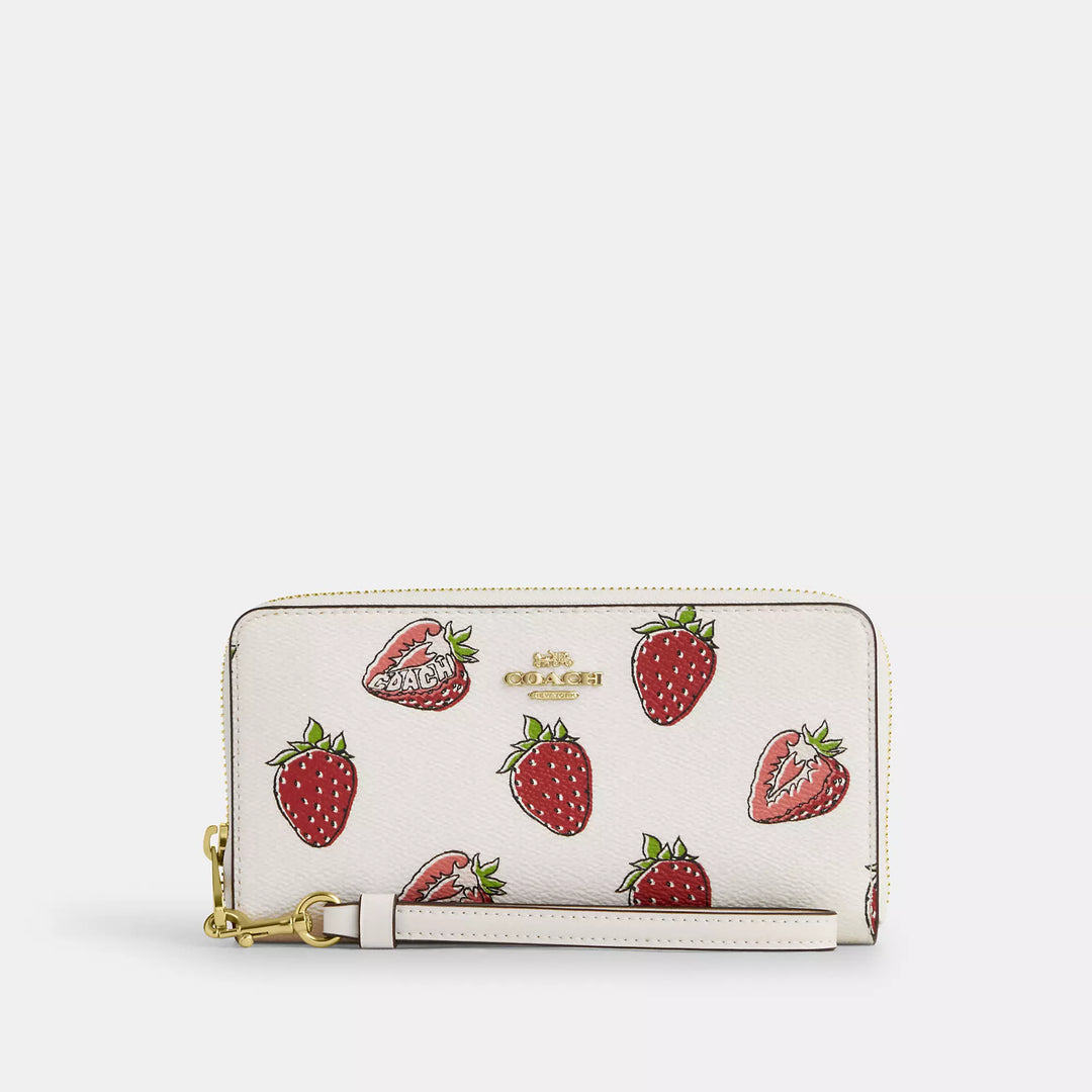 Coach Outlet Long Zip Around Wallet With Strawberry Print | ShopSimon