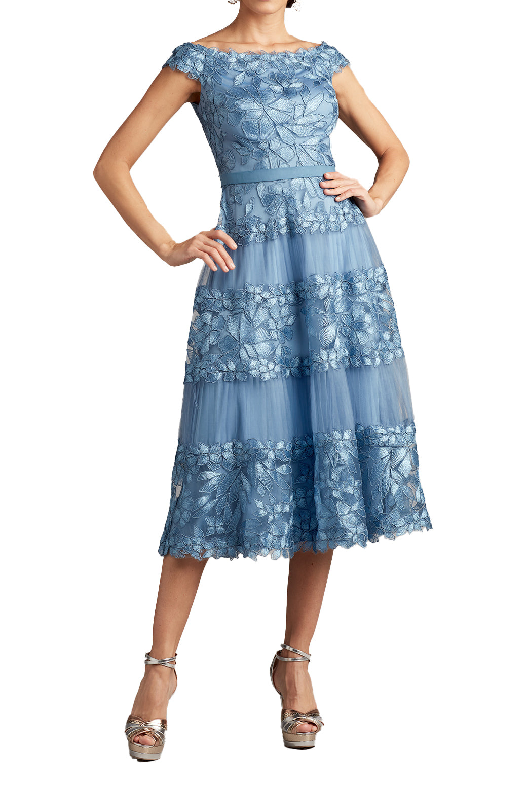 Tadashi Shoji Adriane Floral Embroidered Tea-Length Dress | ShopSimon Tadashi Shoji Adriane Floral Embroidered Tea-Length Dress | ShopSimon