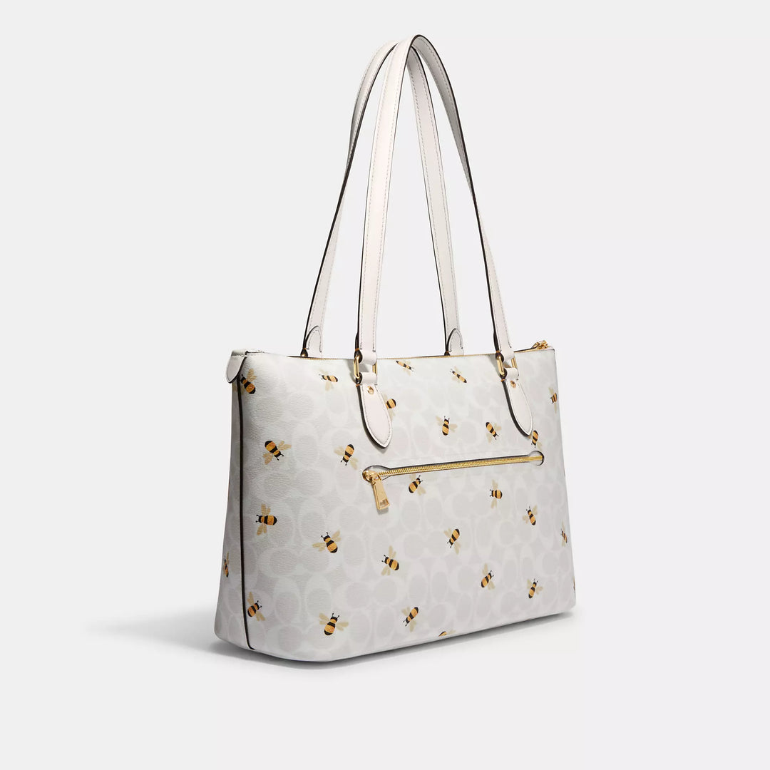 Coach Outlet Gallery Tote In Signature Canvas With Bee Print
