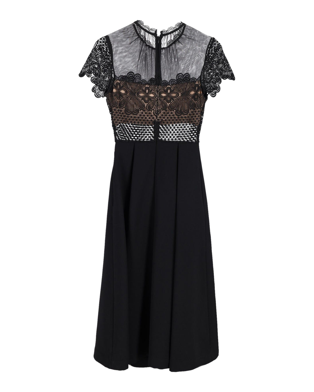 Self-Portrait Felicia Embroidered Lace Midi Dress In Black Polyester