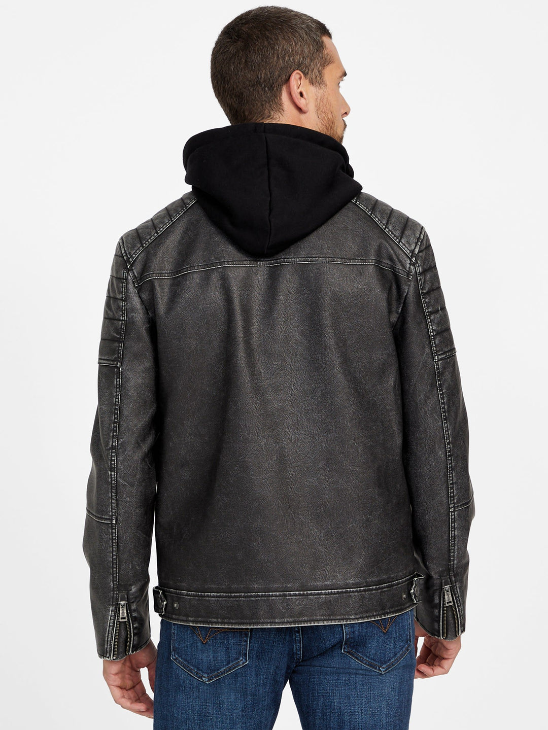 Guess Factory Danilo Faux-Leather Hooded Jacket | ShopSimon