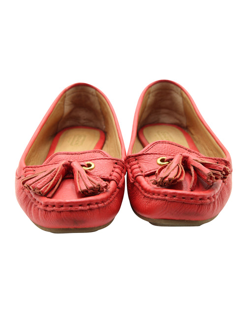 COACH Tassel Loafers In Red Leather ShopSimon