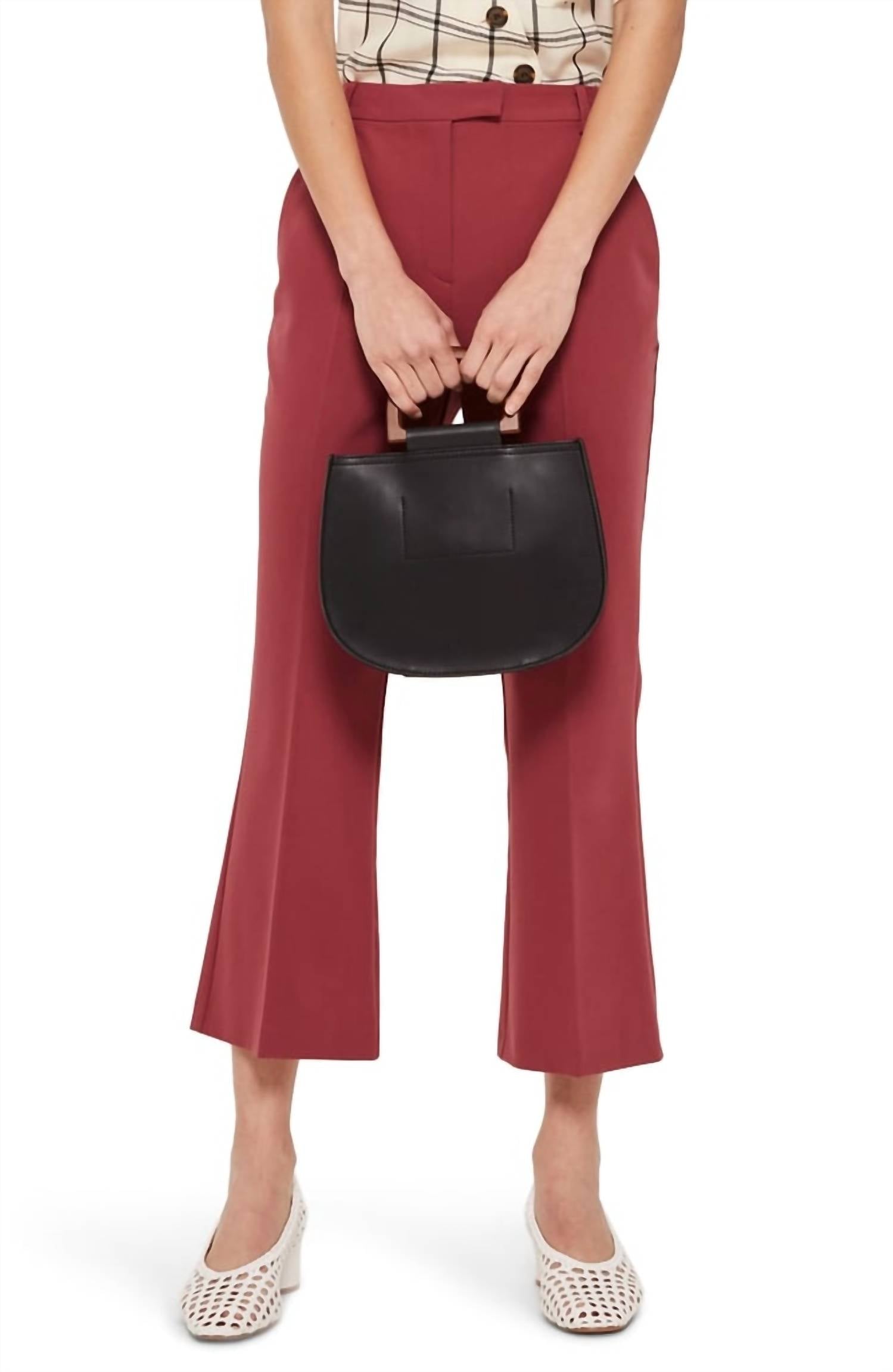 Topshop Slim Kick Flare Cropped Trousers In Brown