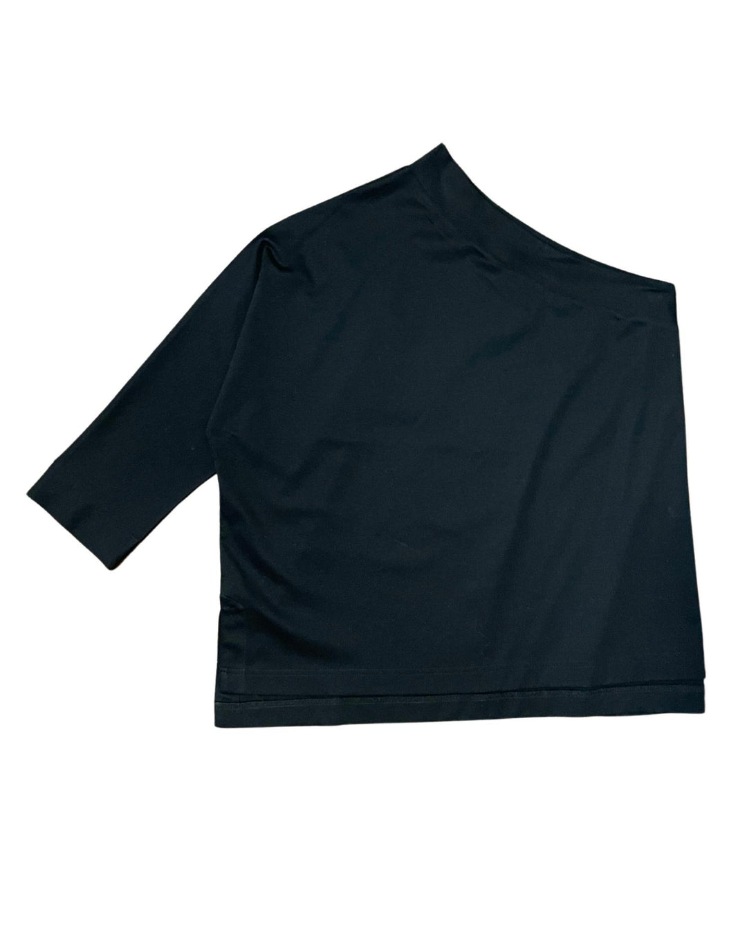 Psophia Cotton Asymmetrical Tee In Black | ShopSimon