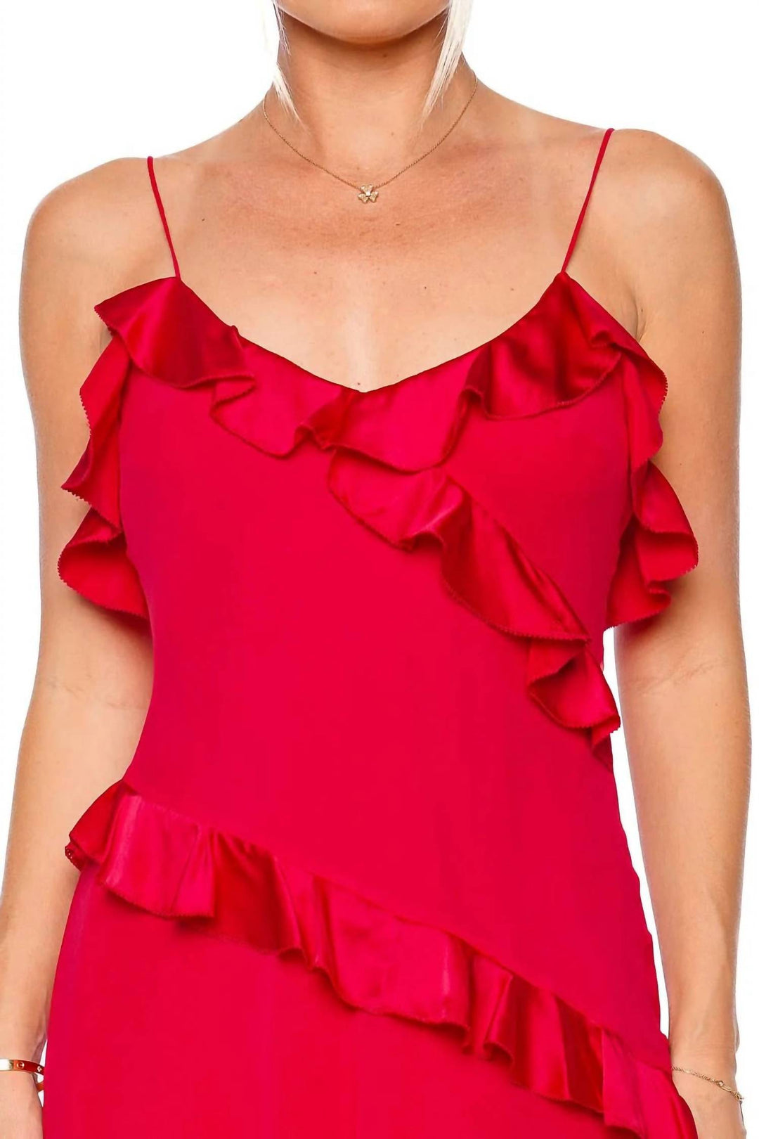 LoveShackFancy Lomina Silk Ruffle Mini Dress In Red