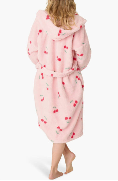 PJ Salvage Cherry Print Hooded Robe In Ballet Pink | ShopSimon