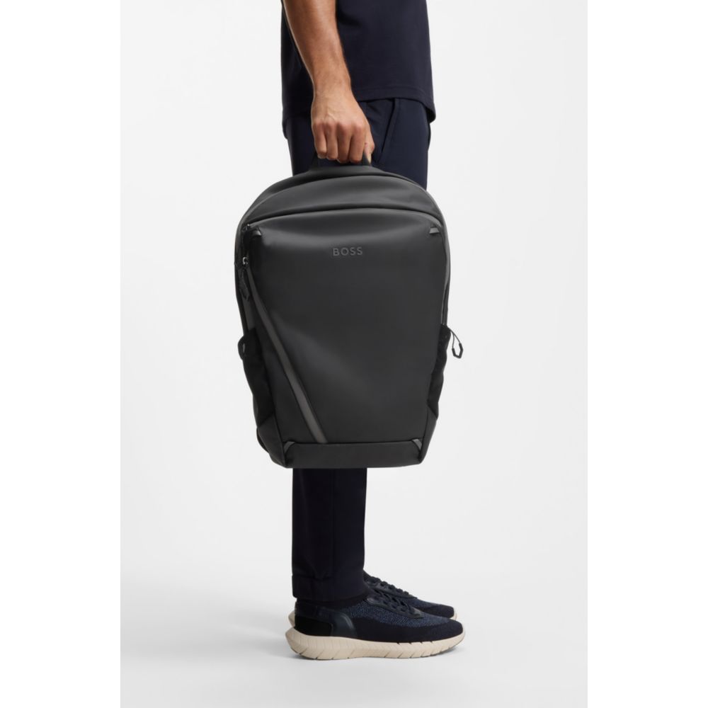 boss backpack leather BOSS Faux-leather backpack with reflective details