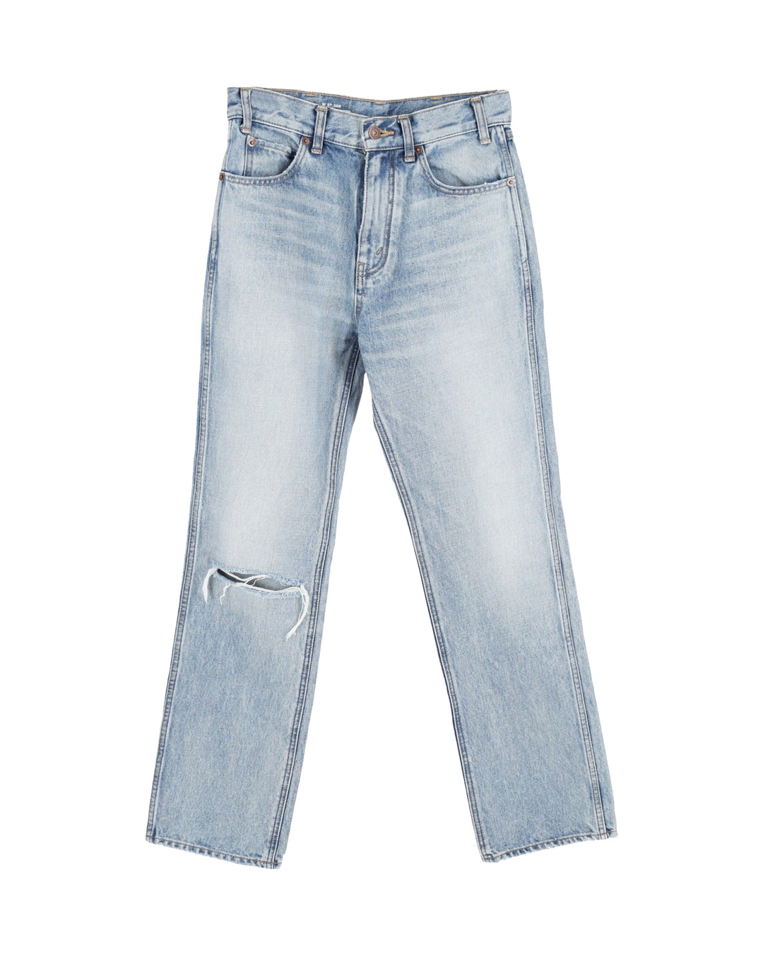 CELINE Ripped Washed Denim Jeans In Blue Cotton | ShopSimon