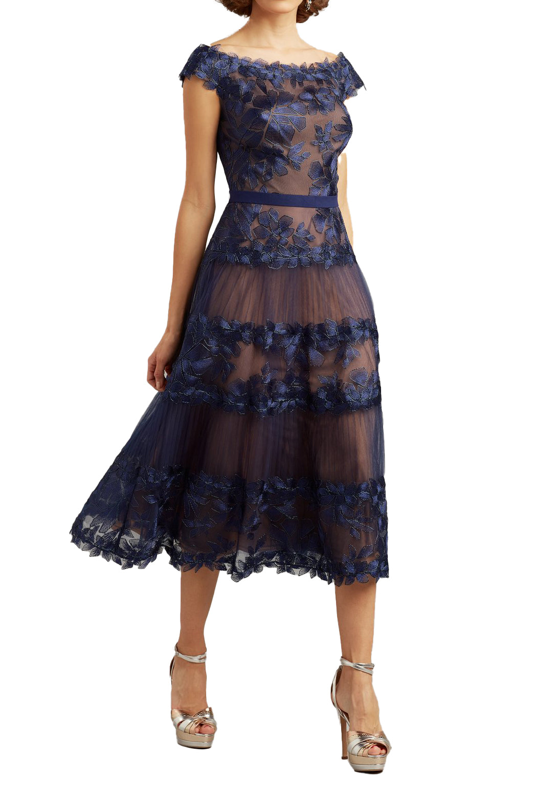 Tadashi Shoji Adriane Floral Embroidered Tea-Length Dress | ShopSimon Tadashi Shoji Adriane Floral Embroidered Tea-Length Dress | ShopSimon