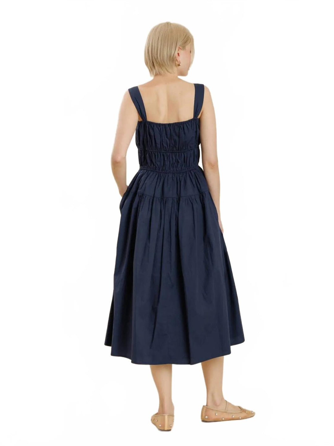 Aureum Bows Midi Dress In Navy