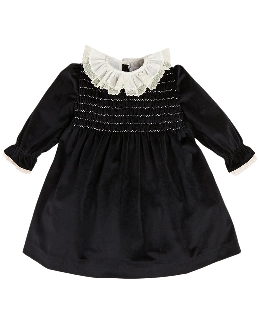 Pepa London Velvet Smocked Lace Collar Dress - Black