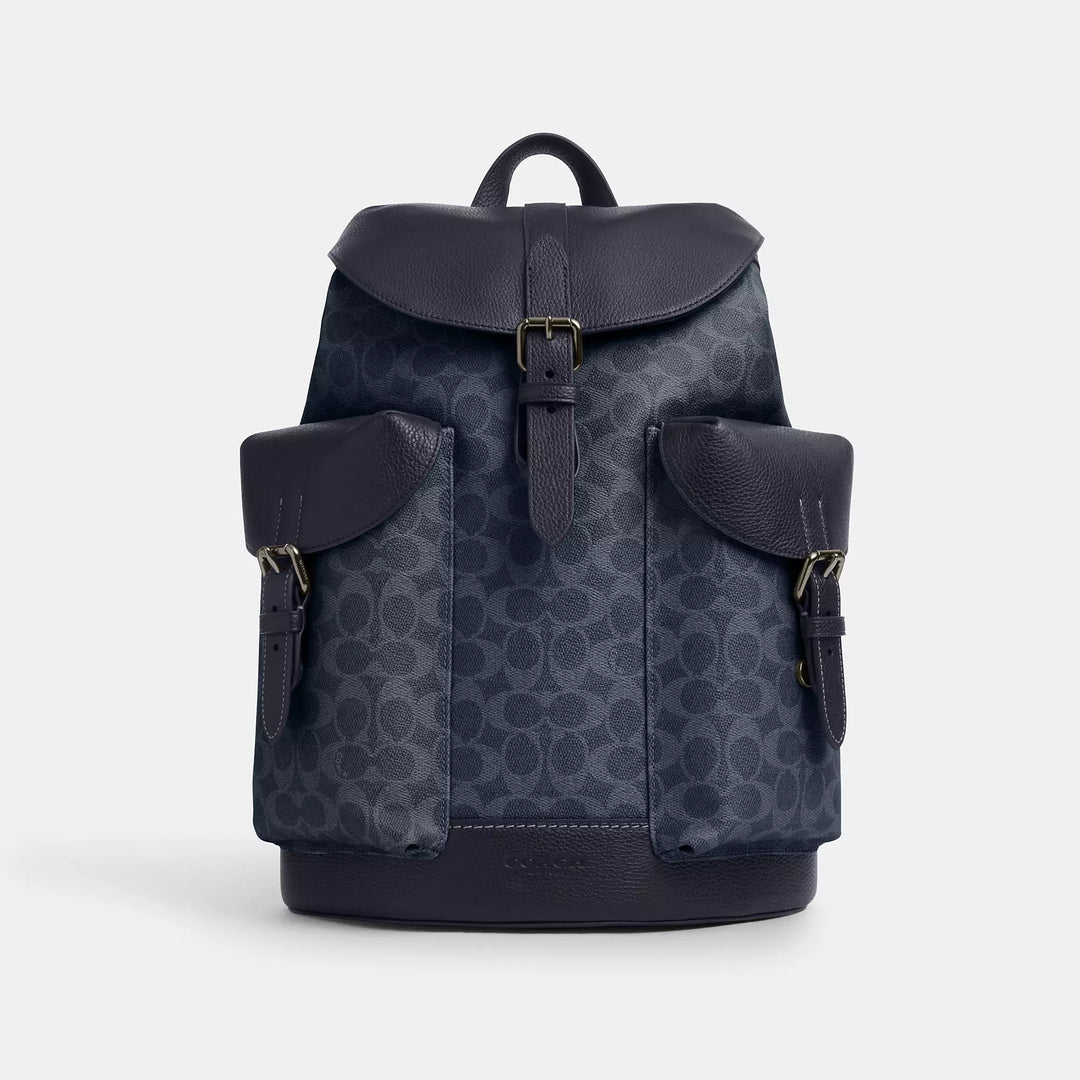 blue and black coach backpack Coach Outlet Warner Backpack In Signature Canvas