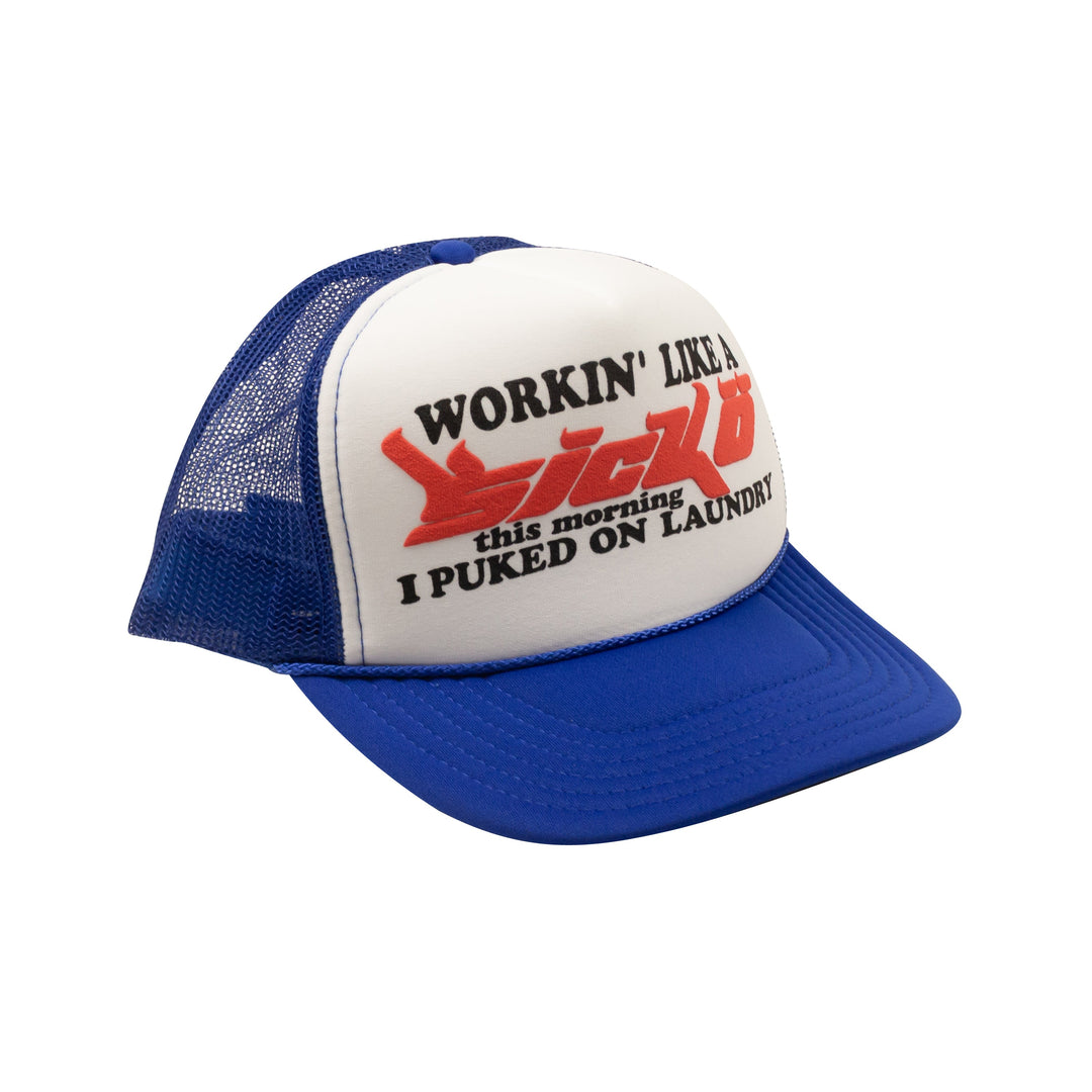 sicko キャップ Sicko Blue And White Working Like A Trucker Hat | ShopSimon