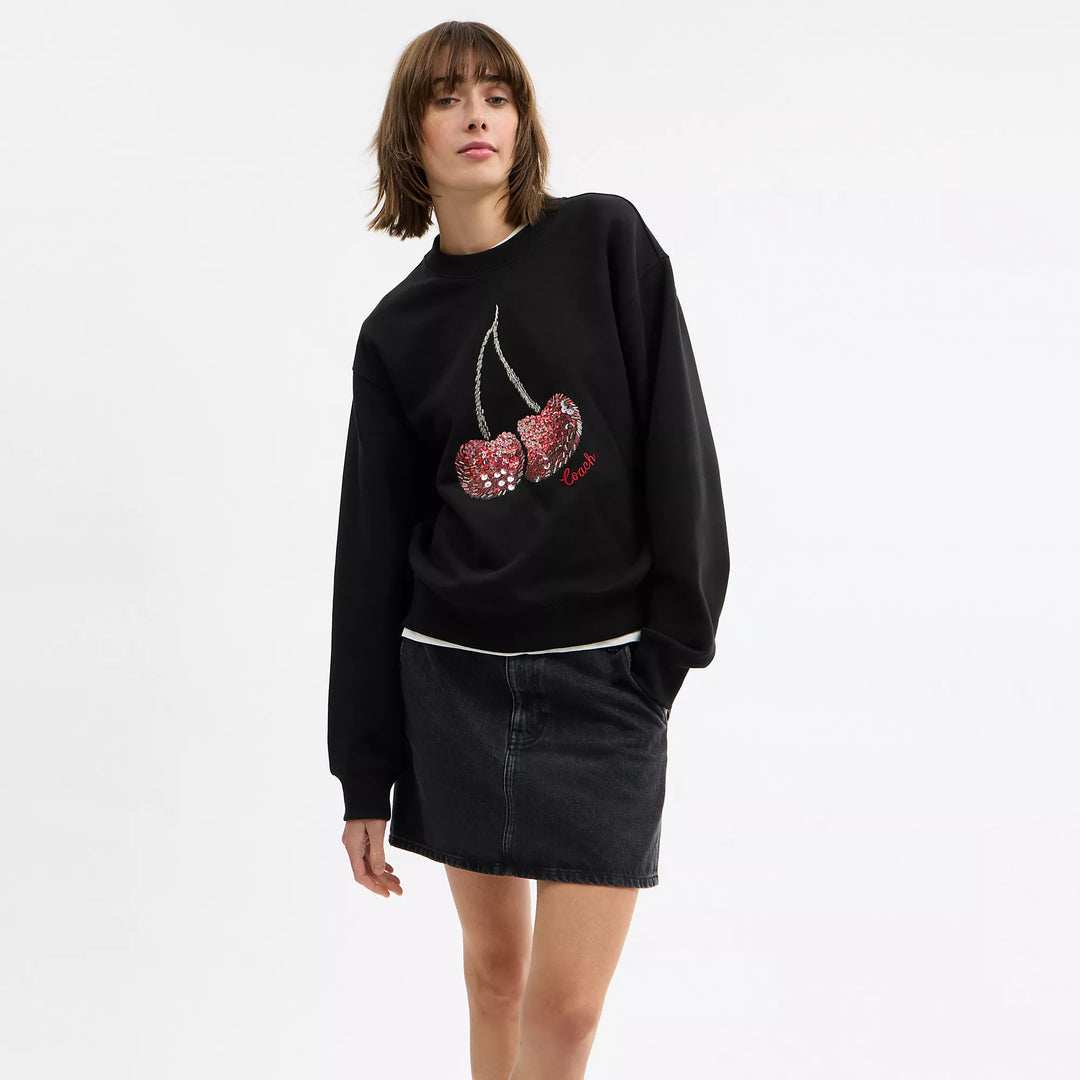 Coach Outlet Cherry Crewneck Sweatshirt | ShopSimon Coach Outlet Cherry Crewneck Sweatshirt | ShopSimon