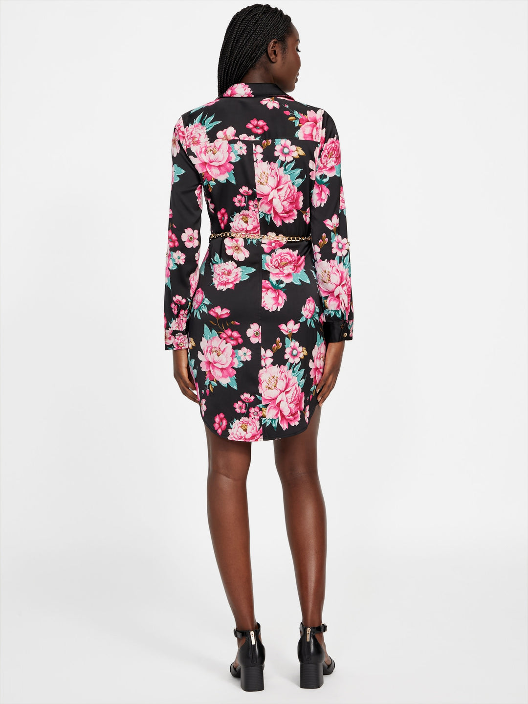 Guess Factory Elina Satin Printed Shirt Dress