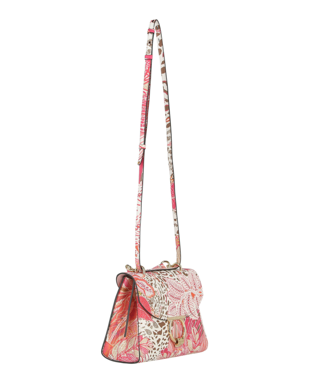 Salvatore Ferragamo Margot Gancio Plant-Print Shoulder Bag