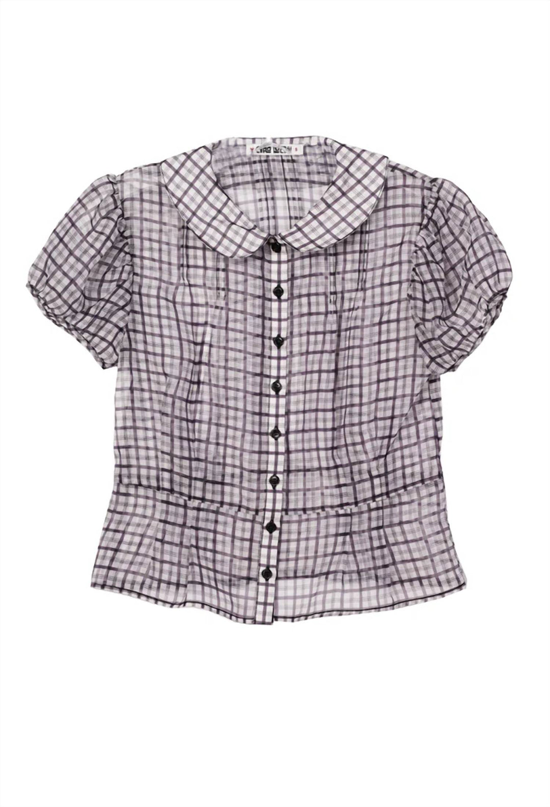 CIAO LUCIA Yvonne Sheer Organza Top In Plaid | ShopSimon