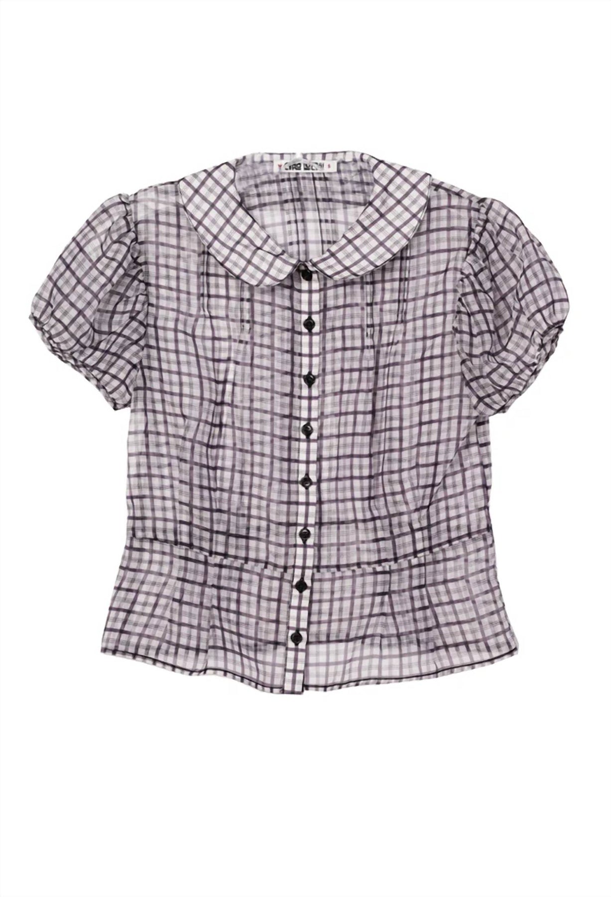 CIAO LUCIA Yvonne Sheer Organza Top In Plaid | ShopSimon