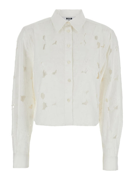 Msgm Cropped Shirt With Floral Cut-Out Patterns | ShopSimon