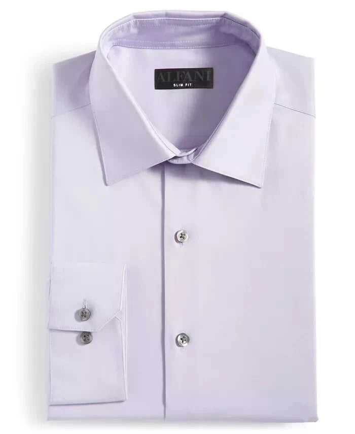 alfani men's slim-fit dress shirt reviews Men's Alfani Dress Shirt Lilac Whisper Slim-Fit Button-Up FTS291