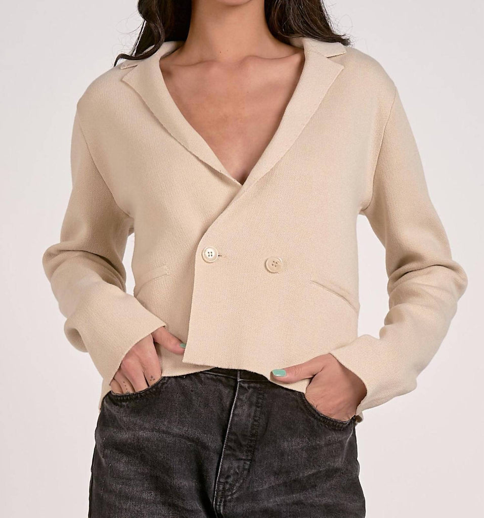 ELAN Rocky Blazer Sweater In Natural ShopSimon