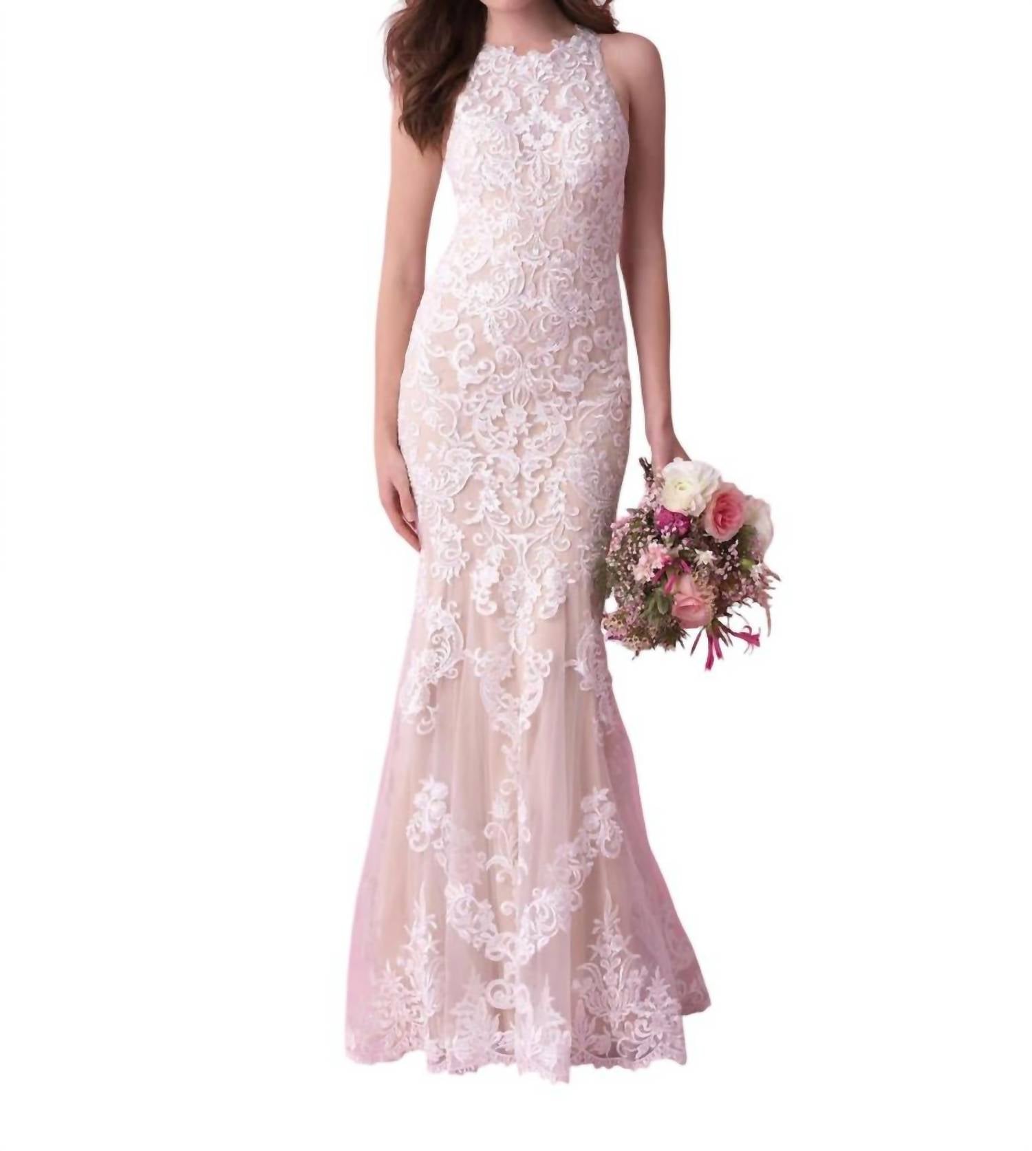 Allure Bridals Lace Wedding Dress In Champagne/ivory,All Products : American Fashion Style Bags On Sale