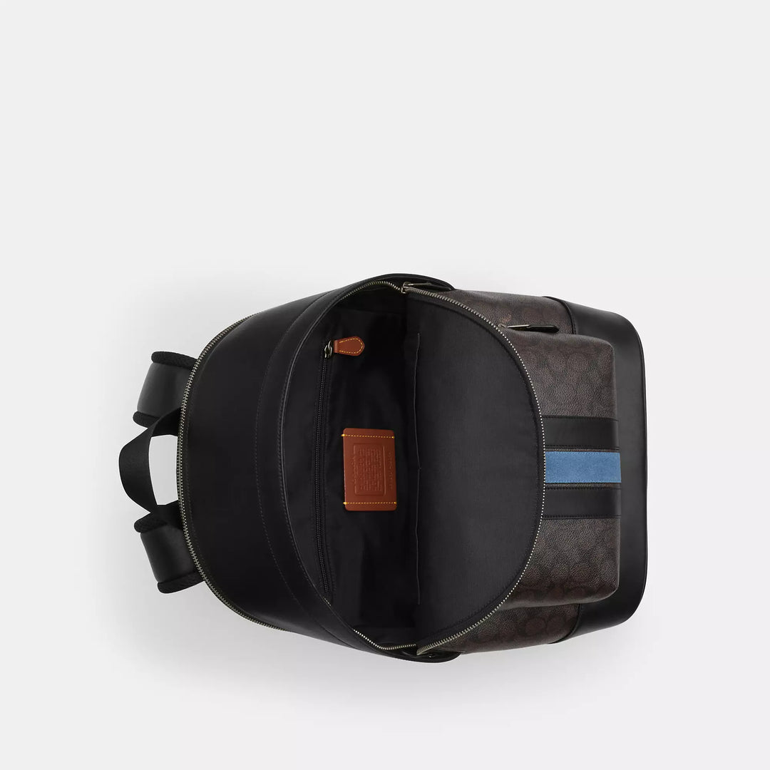 Coach Outlet West Backpack In Signature Canvas With Varsity Stripe