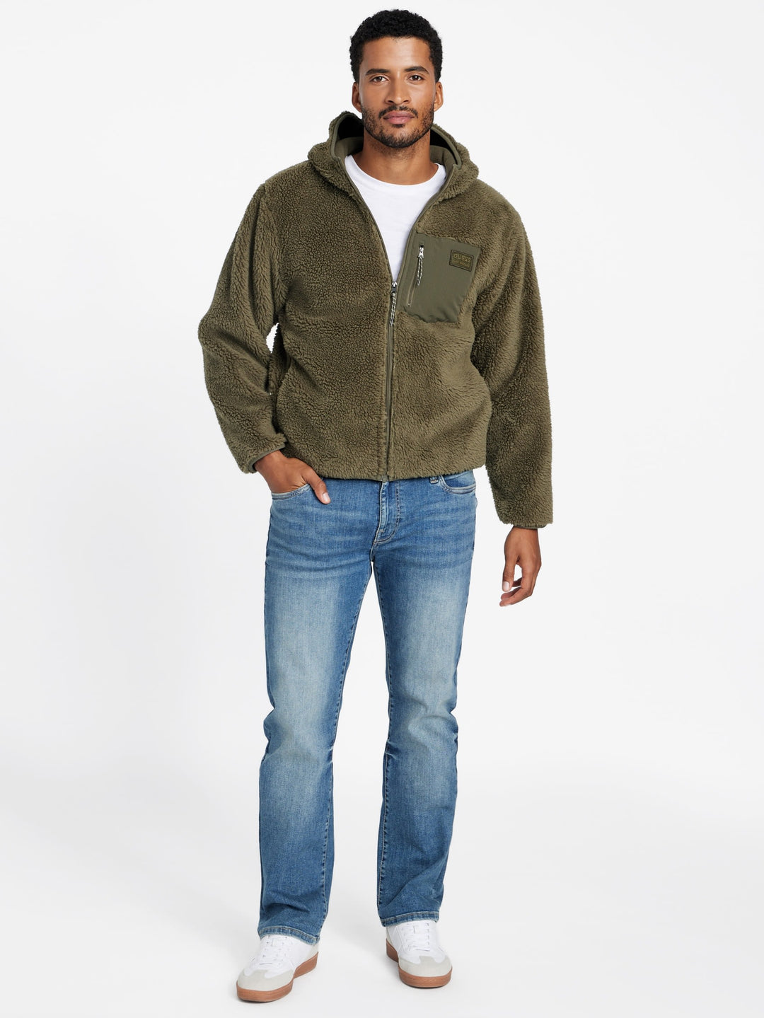 Guess Factory Victor Sherpa Full-Zip Hoodie | ShopSimon