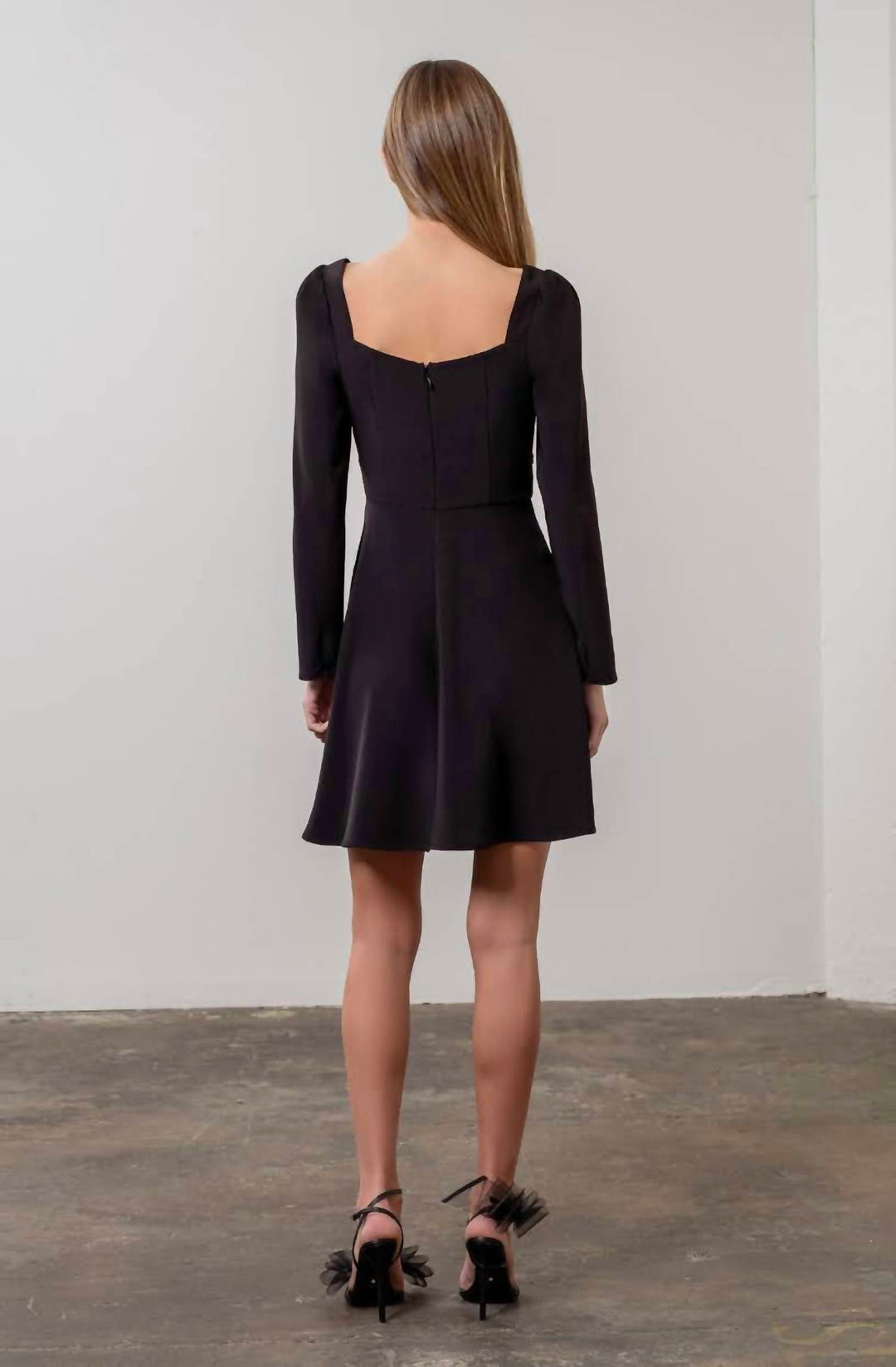 MOON RIVER Diamond Bow Mini Dress In Black