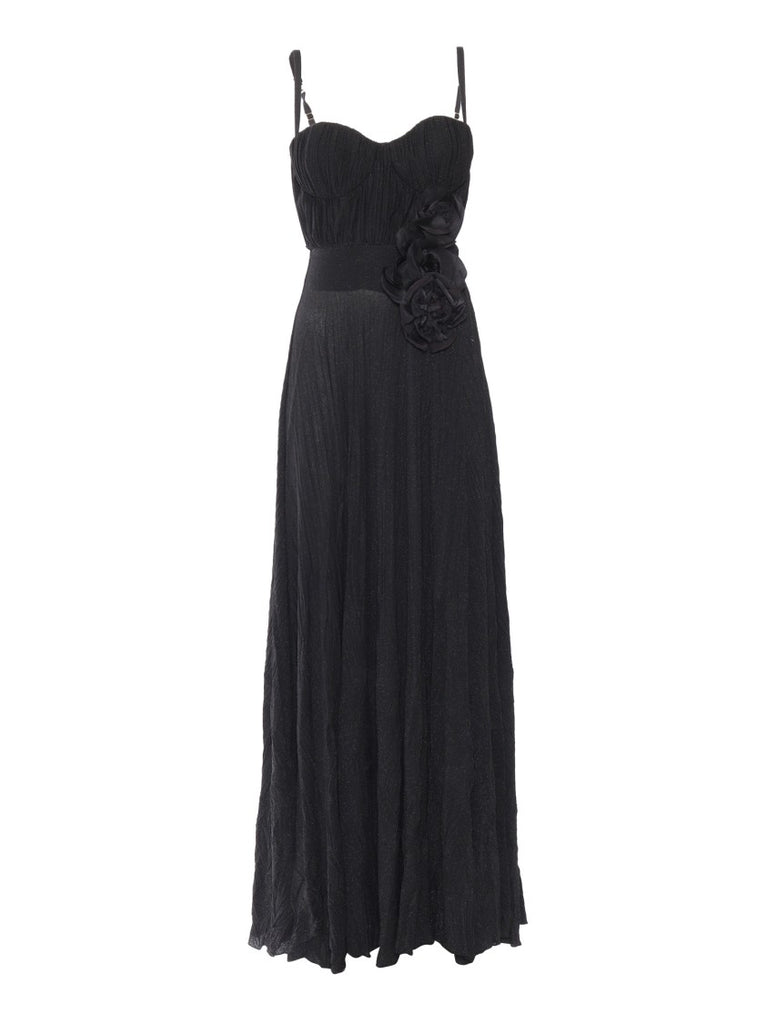パーティードレス Elisabetta Franchi Fitted Black Evening Dress With Elisabetta Franchi stretch crêpe dress with bustier bodice