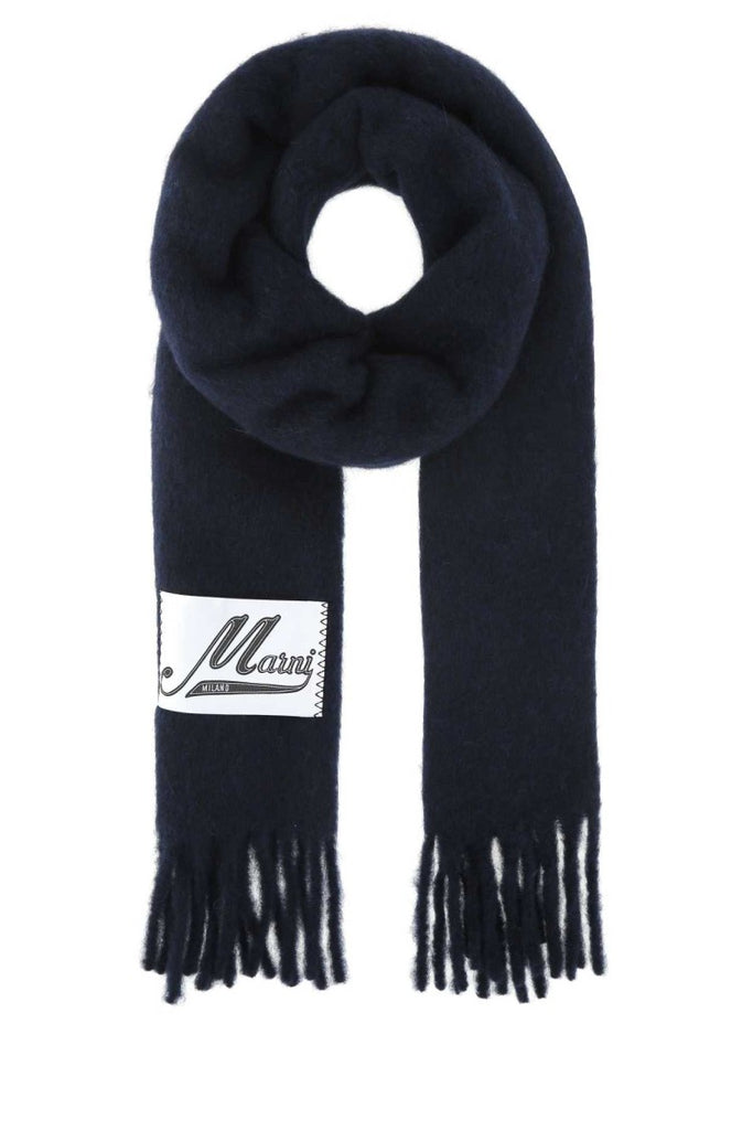 【送料&関税込】Marni Midnight Blue Alpaca Blend Scarf - Uni Marni Midnight Blue Alpaca Blend Scarf | ShopSimon