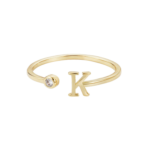 Adornia 14k Gold Plated CZ Pave Initial Ring | ShopSimon