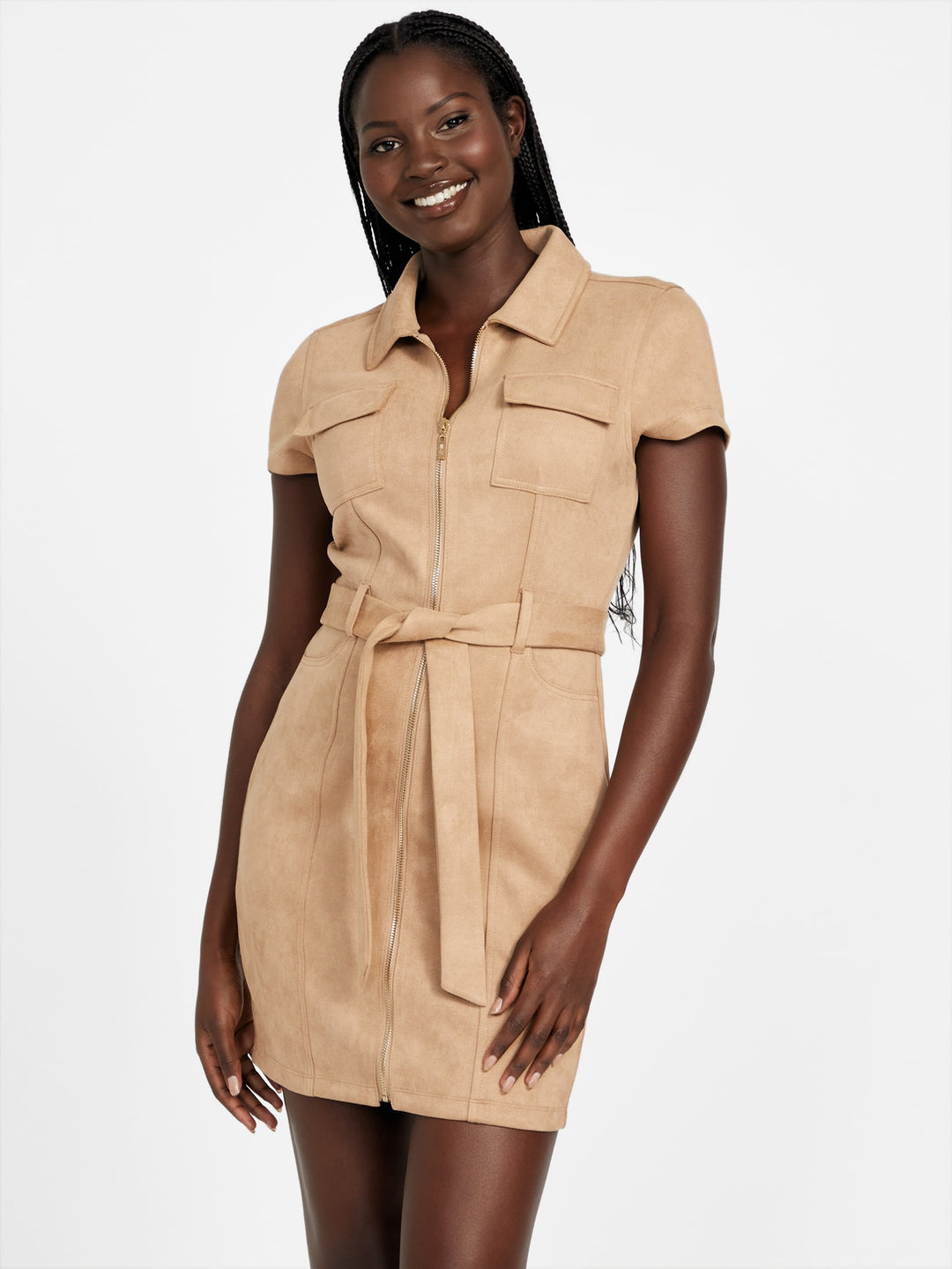 Factory Deanna Faux-Suede Shirt Dress