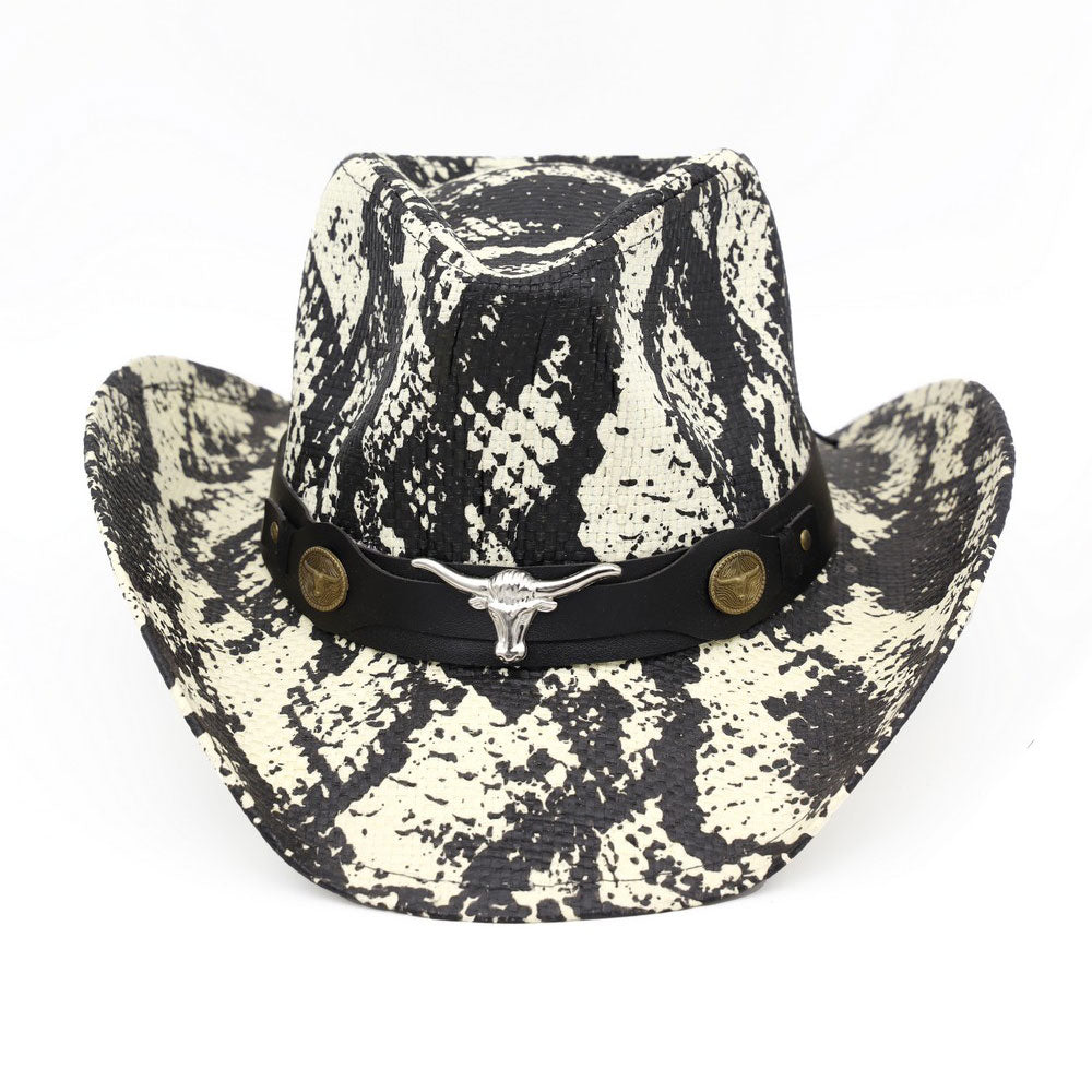 FASHNZFAB Steer Head Accent Snake Print Western Cowboy Hat  display picture 1