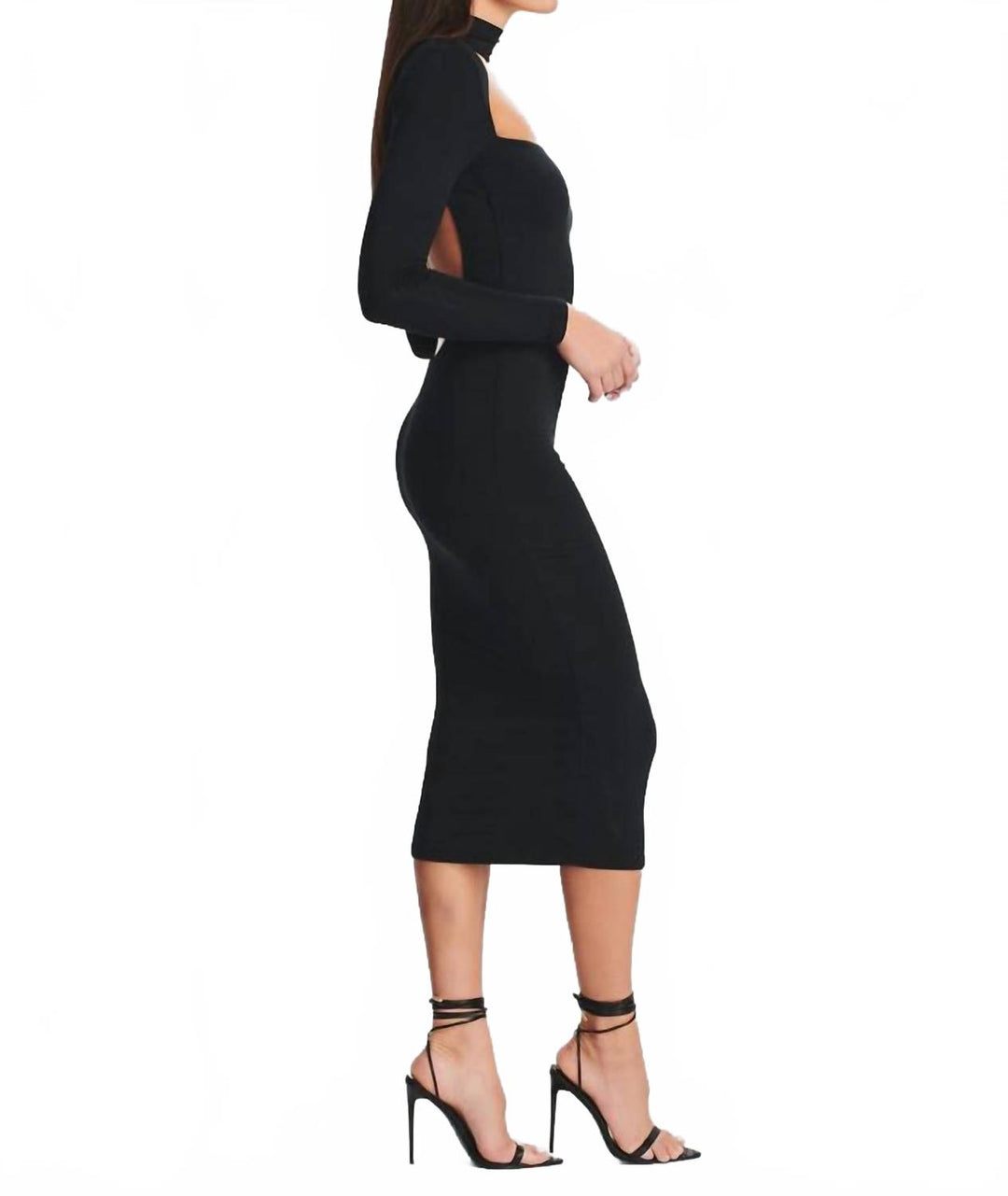 dionne long sleeve maxi dress black SER.O.YA Dani Cut Out Back Midi Dress In Black