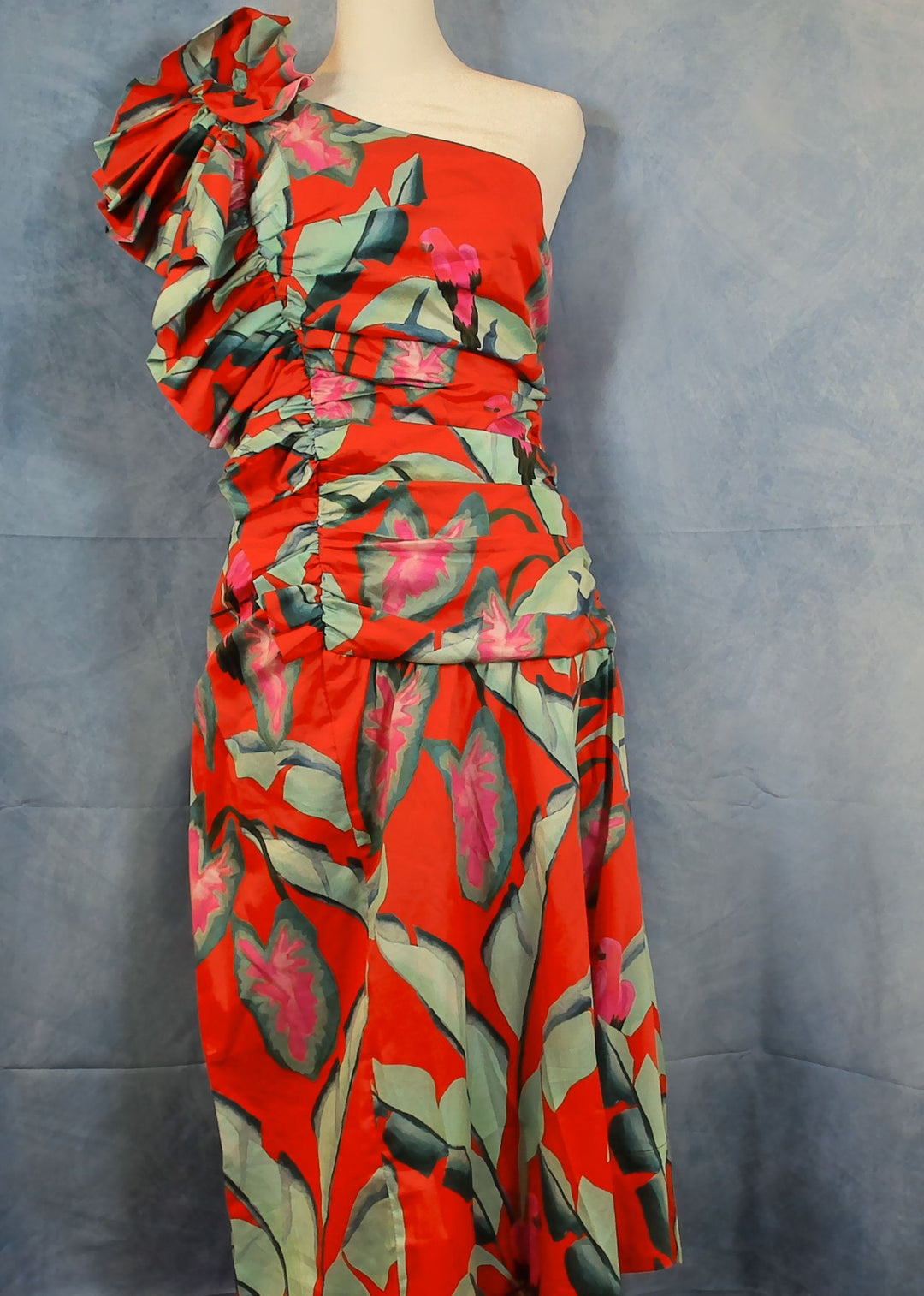 farm rio red summer foliage one shoulder maxi dress Farm Rio Summer Foliage One Shoulder Maxi Dress In Summer Foliage Red-large