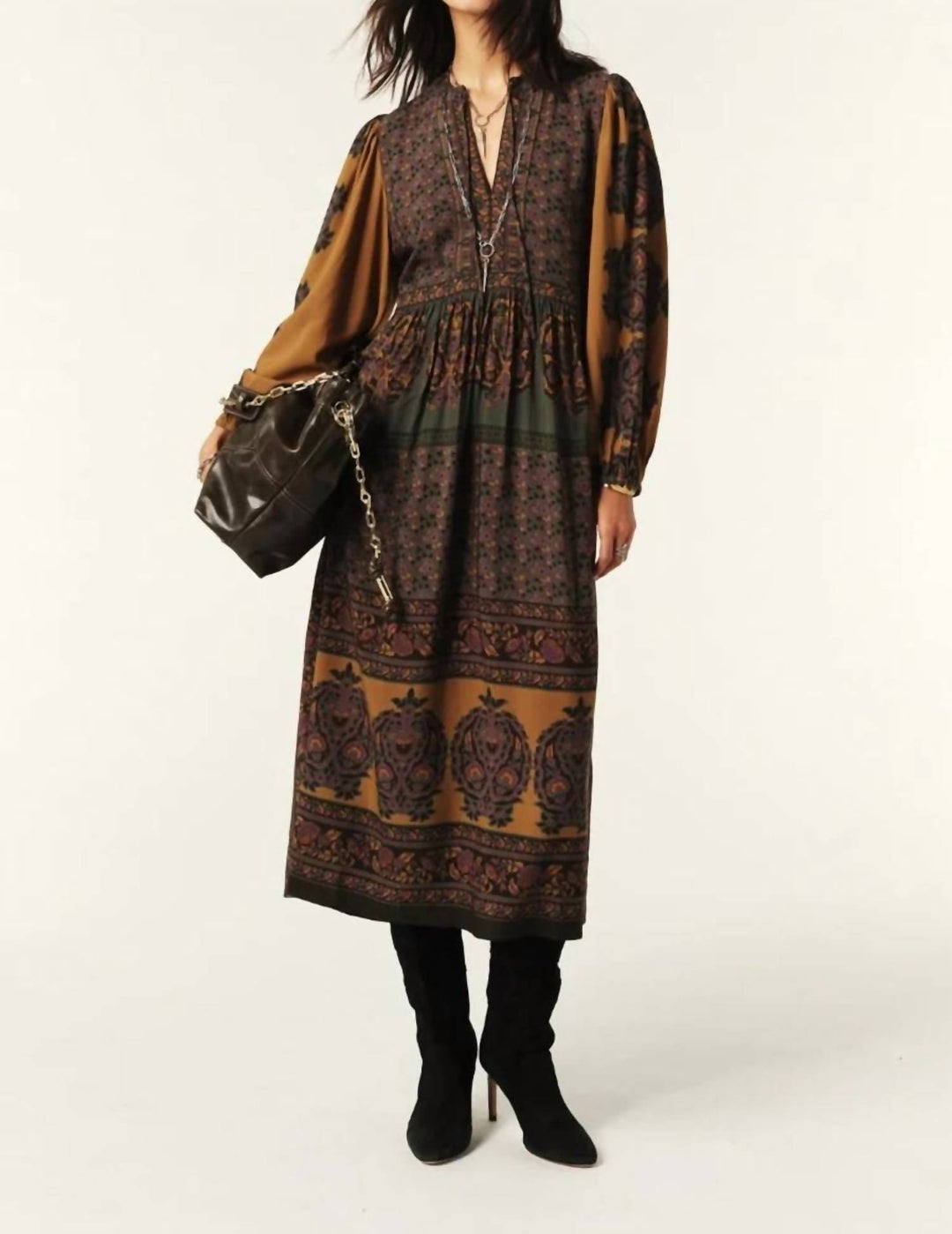 ba&sh Barley Midi Dress In Chocolat | ShopSimon ba&sh Barley Midi Dress In Chocolat | ShopSimon