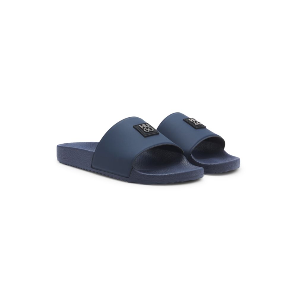 HUGO ITALIAN-MADE SLIDES WITH LOGO
STRAP HUGO - Italian-made slides with stacked-logo strap - Black  main image 3