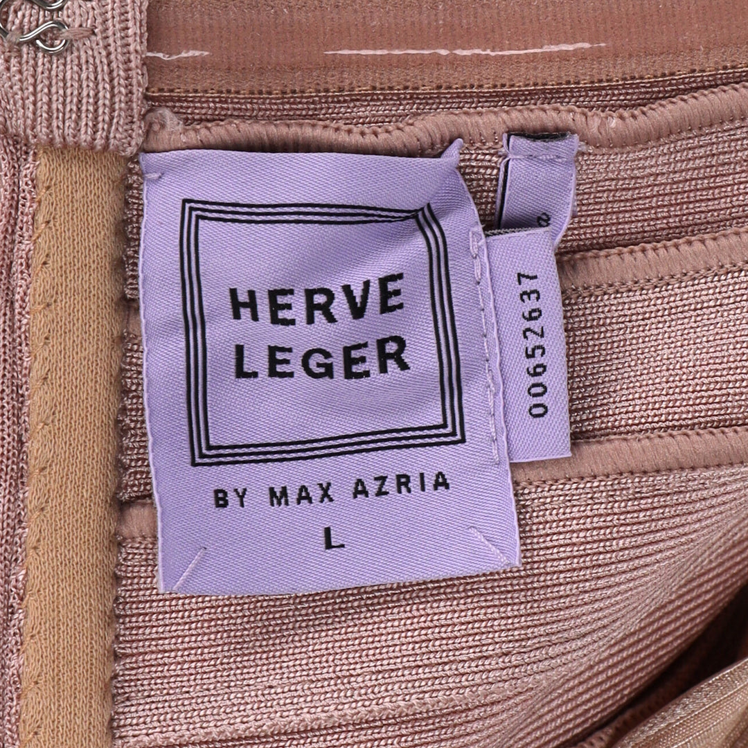Herve Leger Sara Strapless Bandage Gown In Nude Rayon
