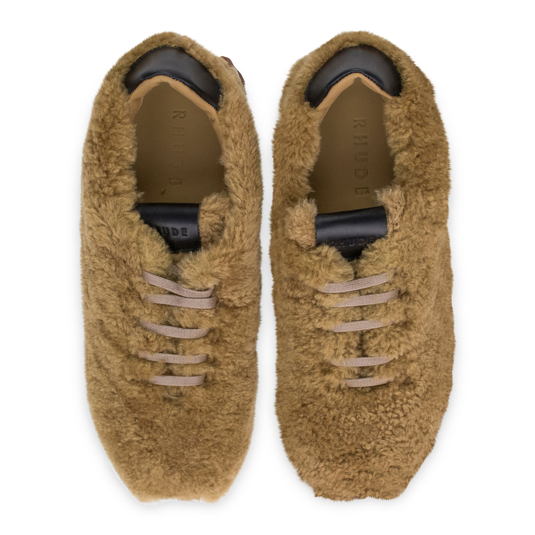 Rhude TAN SHERPA RHUNNER SNEAKERS | ShopSimon display picture 1